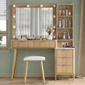 bàn trang điểm gỗ nguyên tấm hiện đại