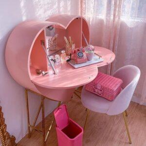 Bàn trang điểm gương hình trái tim đa năng: Vừa trang điểm vừa làm việc 2025 bàn trang điểm gương hình trái tim đa năng