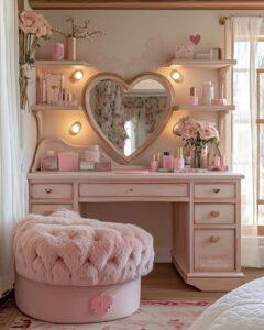 Bàn trang điểm gương trái tim cao cấp: Chất liệu bền bỉ và sang trọng 2025 bàn trang điểm gương trái tim cao cấp