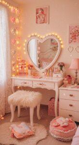 bàn trang điểm gương trái tim cho nữ teen