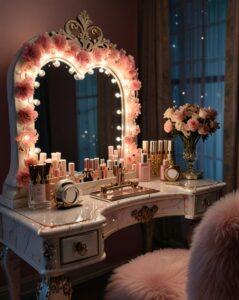 Bàn trang điểm gương trái tim vintage – Lãng mạn & cổ điển 2025 bàn trang điểm gương trái tim vintage