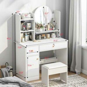 bàn trang điểm mặt đá marble kết hợp gương