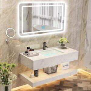 bàn trang điểm mặt đá marble kết hợp gương