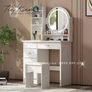 Bàn trang điểm gỗ MDF có đèn LED – Giải pháp trang điểm chuẩn ánh sáng cho phái đẹp hiện đại 2025 Bàn trang điểm gỗ MDF có đèn LED