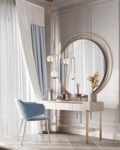 Bàn trang điểm gỗ MDF có đèn