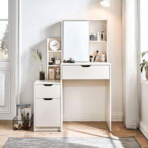 Bàn trang điểm gỗ MDF màu trắng