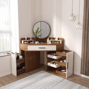 Bàn trang điểm gỗ MDF màu trắng