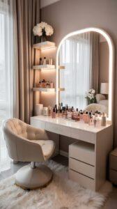Bàn trang điểm mini đèn