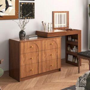 bàn trang điểm Boho kết hợp mây tre