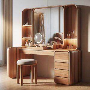 bàn trang điểm Boho kết hợp mây tre