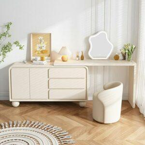 Bàn trang điểm kết hợp làm việc – Giải pháp tiết kiệm không gian thông minh 2025 bàn trang điểm kết hợp làm việc