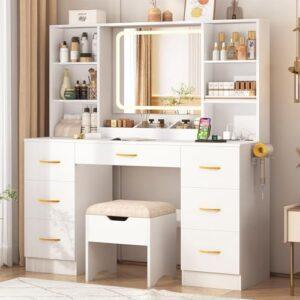 bàn trang điểm gỗ nguyên tấm màu trắng